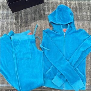 Blue Hooded Tracksuit Set